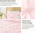 BEDELITE Baby Pink King Size Comforter Set - 3 Pieces Boho Pintuck Bedding Comforter Sets, Lightweight Soft & Warm King Bedding Set with 2 Pillowcases for All Season