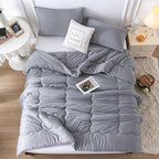 COTTEBED Softness Twin Comforter Sets for Teen Boy Girl Kid College Dorm, Jersey Knit T-Shirt Feel Lightweight Cozy Comfy Quilt Bed Blanket Comforter & Pillowsham All Season Use,Twin/Twin XL Dark Gray