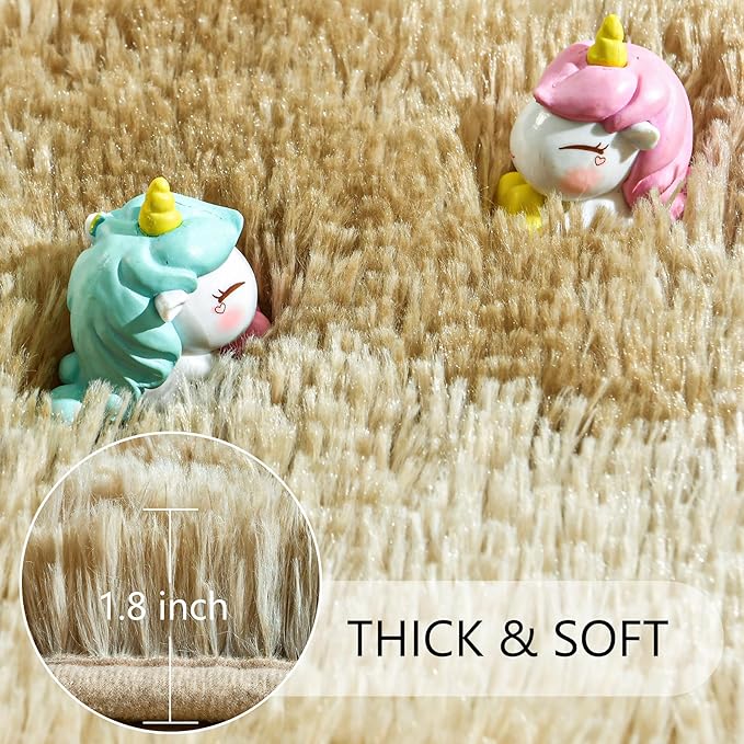 Noahas Large Fluffy 5x8 Area Rugs for Living Room Bedroom,Thick Khaki Shag Throw Rug,Big Soft Shaggy Bedside Non-Slip Plush Dorm Nursery Kids Carpet