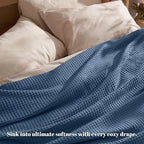 PHF Ultra Soft Waffle Weave Blanket King Size 104"x 90"- Washed Lightweight Breathablee Cozy Woven Blanket - Great for Couch Bed Sofa Home Car - Navy Blue