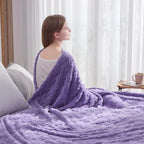 NEWCOSPLAY Super Soft Twin Blanket Lavender Love Premium Silky Flannel Fleece 3D Heart Checkered Lightweight Bed Blanket All Season Use (Lavender Love, Twin(60"x80"))