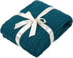 Home Soft Things Basket Weave Throw Blanket, Soft Cozy Warm Blanket with Braided Decorative Throw for Couch Sofa Outdoor Indoor, Teal, 50''x60
