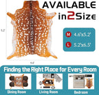 Deer Rug Faux Fur Deer Print Rug, 4.6x5.2 Feet Irregular Shaped Animal Hide Rugs, Soft Faux Cashmere Antelope Fawn Carpet for Living Room, Bedroom, Cabin, Lodge Western Home Decor