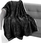 Elegant Comfort Throw Blanket, Reversible Sherpa Flannel, Ultra-Soft, Fuzzy, Cozy and Plush- All Season Lightweight Decorative Throw, 50 x 60 inches, Solid Sherpa Throw, Black