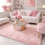 Pink Area Rugs for Bedroom Girls, Living Room Decor, Fluffy Fuzzy Shag Rug 4x6 for Kids Room, Soft Cute Indoor Floor Carpet for Baby, Teen, Nursery, Preppy Dorm, Playroom, Plush Aesthetic Bedside Rug