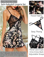 Avidlove Women Lingerie V Neck Sexy Nightwear Satin Sleepwear Lace Chemise Mini Babydoll Nightgown