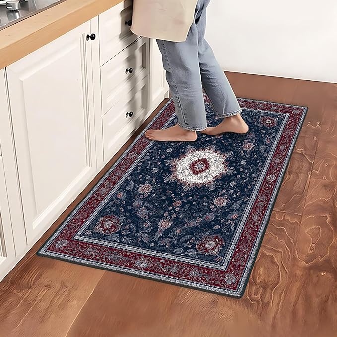 Spring Flower Area Rug 2x3 ft Entry Rug Washable Boho Rugs Non Slip Low Pile Floral Door Mat Small Carpet for Bedroom, Bedside, Kids Room, Office, Dining Room