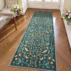 Lahome Chloe Insect Botanical 2x6 Runners for Hallways Non Slip, Green Bathroom Kitchen Runner Rugs Non Skid Washable, Boho Soft Indoor Carpet for Entryway Laundry Bedroom(Dark Green,2x6)