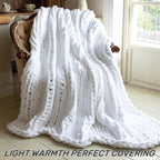 Chunky Knit Blanket - Luxury Soft Cozy 40 * 50 Throw Blanket,100% Woven Blanket Rope Knot Throw Blanket for Couch, Sofa, Home Decor, Gift - Machine Washable (White, 40 * 50)