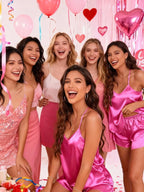 EKOUAER Silky Pajama Set for Women V-Neck Satin Camisole Lingerie Sets Party Loungewear Sleepwear