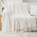 BATTILO HOME Cream White Throw Blanket for Couch, Ivory Throw Blanket for Bed, Warm Decorative White Blanket Throw for Home Decor, 50" x 60"