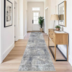 3x12 ft Non Skid Hallway Runner Rug - Long Washable Stain Resistant Low Pile Thin Carpet Runners for Kitchen Entryway Bathroom,Modern Abstract Neutral（Blue Grey,3x12）