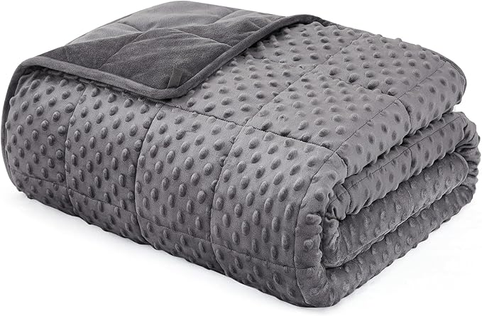 L'AGRATY Weighted Blanket for Adult - 60"x80" 22lbs Minky Dots Heavy Blanket with Glass Beads Soft Breathable for All-Season Summer Fall Winter Thick Comfort for Sleeping
