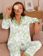 DOLOS Silk Satin Pajama Set for Women Short/Long Sleeve 2-Piece Silky Pajamas for Women Button Down Pjs Sleepwear Loungewear