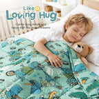 Kivik Dinosaur Weighted Blanket 5lbs, Cooling Breathable Small Blankets, Soft Heavy Throw for School Calming & Bed Sleep Gifts for 4 5 6 7 + Year Old, Machine Washable, 36''x 48'', 5 Pound, Green Dino