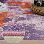Area Rug 5x7 Washable Rugs Modern Abstract Area Rug Soft Non-Slip Non-Shedding Faux Wool Stain Resistant Floor Carpets for Living Room Bedroom Dining Room Kids Room Home Office (Purple, Multi)