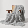 SLEEP ZONE Chunky Knit Throw Blanket for Couch, Throw Blankets for Bed - Hand Made Cozy Soft Large Rope Knot Heavy Blankets Home Decor (Grey, 80x90in)