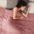 Cottonblue Jacquard Weighted Blanket 20 lbs for Adults Queen Size, Ultra Soft Sherpa Fleece Blanket for Relax and Sleep, Cozy Comfort Heavy Bed Blankets with Glass Beads, 60x80 Inches, Apricot Pink