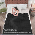 yescool Weighted Blanket for Adults (12 lbs, 60" x 80", Black) Cooling Heavy Blanket for Sleeping Perfect for 110-130 lbs, Queen Size Breathable Blanket with Premium Glass Bead, Machine Washable