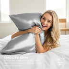 Satin Pillowcase 2 Pack - King Size (20"x40", Grey) - Silky Pillow Cases for Hair and Skin - Satin Pillow Covers with Envelope Closure - Extra Soft Premium Microfiber
