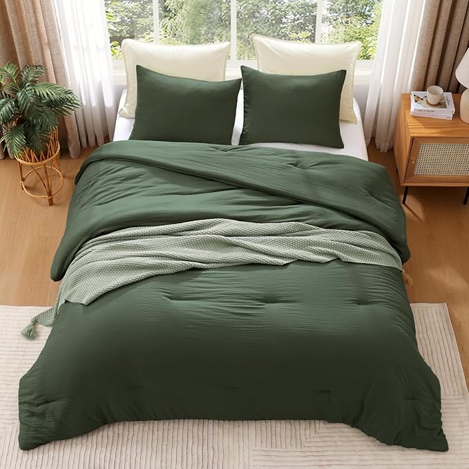 WRENSONGE Twin/Twin XL Comforter Set - 2 Pieces Deep Forest Comforter Prewashed Soft Lightweight for All Seasons,Fluffy Down Alternative Twin XL Comforter with 1 Pillow Sham