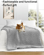 YnM Weighted Blanket, Handmade Chunky Yarn Knitted Design, Soft and Cozy, Temperature Regulating and Breathable, Machine Washable Throw for Sleep or Home Decor (Silver Grey, 50x60 Inch, 10lbs)