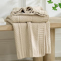 Amélie Home Premium Chenille Throw Blanket, Soft Cozy Moss Stitch Knit Blanket for Couch, Sofa, Chair, Home Decor, Beige 50"x60"