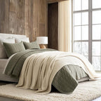 EVERGRACEHOME Chunky Chenille Knit Throw Blanket for Couch, Soft Luxurious Oversized Queen Moss Stitch Blanket for Bed, Cozy Farmhouse Knitted Throw for Sofa, Beige, 90" x 90"