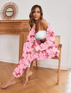 Ekouaer Women Satin Silk Pajamas Classic Long Sleeve Button Down Pjs Set Soft Loungewear