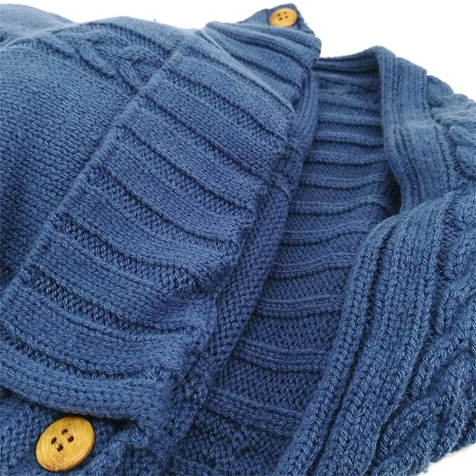 XMWEALTHY Newborn Baby Wrap Swaddle Blanket Knit Sleeping Bag Receiving Blankets Stroller Wrap for Baby Blue 0-6 Month