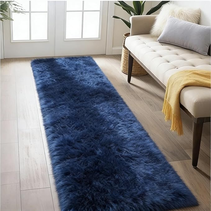 2x4 Shaggy Runner Rug, Ultra Soft Fluffy Plush Indoor Area Rug for Hallway Bedroom Living Room Kitchen Entryway, Non-Slip Modern Fuzzy Floor Carpet