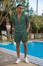 Ekouaer Men Satin Silk Pajamas Set with Pockets Sleepwear Shorts Satin Summer Loungewear 2 Piece Button Down Set S-3XL