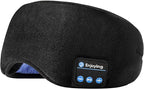 Voerou Sleep Headphones 5.2 Bluetooth Sleep Mask with Music and Ultra Thin Speakers Perfect for Sleeping, Air Travel,Meditation and Relaxation，Unique Gifts for Men Women - Black