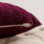 Striped Throw Blanket and Pillow Covers Set (No Inserts) for Couch and Bed, Plush Warm Lightweight Fuzzy Faux Fur Blanket for All Seasons (50" x 60", Burgundy)