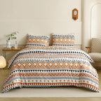 Luxlovery Aztec Orange Comforter Set Twin Boho Geometric Bedding Set Beige Black Multicolor Farmhouse Blanket Quilts Soft Rustic 3PCS Comforter Set