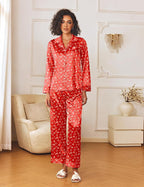 Ekouaer Womens Silk Satin Pajama Sets 2 Piece Sleepwear Pjs Set Long Sleeve Button Down Top and Pants Stripe Loungewear S-XXL