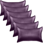 Elegant Comfort 6-Pack King Purple Satin Pillowcase Set with Hidden Zipper Closure, 20" x 40"