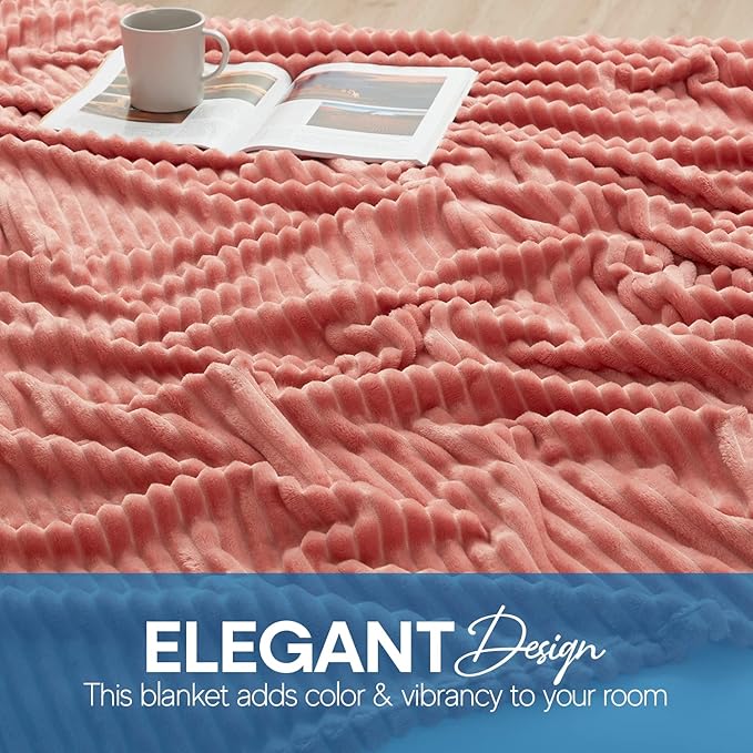 Nestl Blanket Twin Size for Bed - Cozy Warm Fuzzy Blankets for Women, Plush Small Fleece Throws for Girls - Misty Rose, 66 x 90 Inches