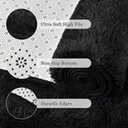 junovo 2x3 Small Washable Rug, Black Soft Non Slip Throw Carpet, Fluffy Shaggy Entryway Rugs for Bedroom Nursery, Indoor Inside Front Entrance Floor Mat for Home Decor Aesthetic