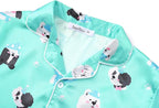 Beezizac Little & Big Girls Satin Silky Button Pajama Summer Short Sleeves Set Trendy Outfit Kid Size 6-16