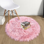 Pink Round Rug for Girls Bedroom, Fluffy Circle Rug 2 2 Feet for Kids Room, Furry Carpet for Teen Girls Room, Shaggy Circular Rug for Nursery Room, Fuzzy Plush Rug for Dorm