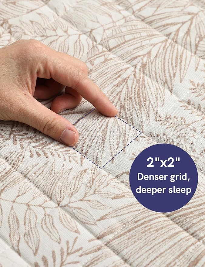 YnM King Size Linen Weighted Blanket for Adults (88x104 Inches, 25 Pounds, Palm Tree), Exclusive Smallest Compartments, Heavy Bed Blanket for Two Persons of 110~190lbs on Queen or King Bed