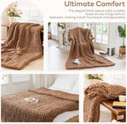 Chunky Knit Blanket - Luxury Soft Cozy 50 * 60 Throw Blanket,100% Woven Blanket Rope Knot Throw Blanket for Couch, Sofa, Home Decor, Gift - Machine Washable (Brown, 50 * 60)