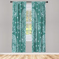 Lunarable Hamsa Window Curtains, Egyptian Boho Hand Shape Pattern Eye Design Bridal Night Inspired Art, Lightweight Decorative 2-Panel Set & Rod Pocket, Pair of - 28" x 95", Jade Green