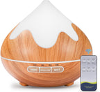 500ML Essential Oil Diffuser, Aromatherapy Diffuser with Remote Control, Multifunctional Air Diffusers for Home Office Room, Fragrance Aroma Diffuser with 7 Color LED & 2 Mist Mode, Light Brown