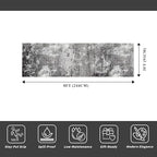 3x8 Washable Hallway Runner – Non-Slip Abstract Modern Neutral Wide Carpet Runner for Kitchen Floor, Entryway, Bedroom, Living Room – Soft Low-Pile Thin Rubber Backing（Black Grey,3x8）
