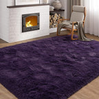 Softlife Dark Purple Area Rug for Living Room, Fluffy Shag Plush 5.3x7.6 Rugs for Bedroom Girls, Shaggy Soft Fuzzy Kids Large Carpet for Dorm Bedside Ultra Cozy Non-Slip Indoor Decor