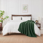 Douceur Christmas Green Throw Blanket for Bed, Soft Chunky Cable Knit Throw Blanket, Classic Fisherman's Rib Stitch Pattern Throw for Living Room,60"X80"
