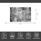 2x3 Washable Entryway Rug – Non-Slip Modern Abstract Neutral Small Throw Area Rug for Kitchen, Bedroom – Soft Low Pile Thin Indoor Door Mat（Black Grey,2x3）
