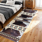Western Rugs for Kitchen,4x10ft,Long Hallway Cow Print Rug,Western Country Farm Decor Entryway Runner Rugs,Non-Slip Washable Southwest Aztec Rugs,for Bedside Bedroom Entrance Carpet